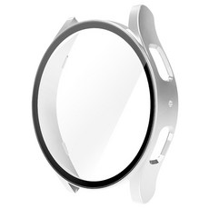 SPACE SHIELD Galaxy Watch 相容 PC 鋼化玻璃一體式保護殼, 銀色