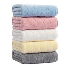 Allwaily 優質超細纖維波浪毛巾 5入組 TSP927, 藍色 + 粉紅色 + 白色 + 黃色 + 灰色, 1套