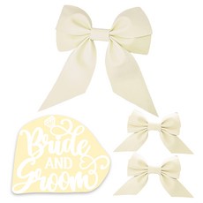 Mellow Story 求婚禮車緞帶 + 字母貼紙組 新郎, 象牙白(緞帶), 白色(字母貼紙), 1套