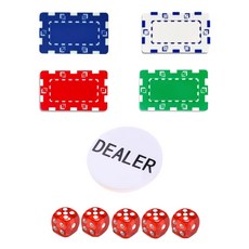 다싸몰 포커칩 사각칩 4종 + 딜러칩 + 주사위 5p 세트, 빨강(주사위), 1개