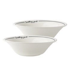 文字設計陶瓷麵碗, 白色, 2個