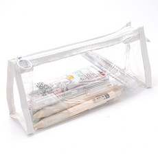 Moongom 商店 感性簡約PVC透明筆袋, 1個, 白色