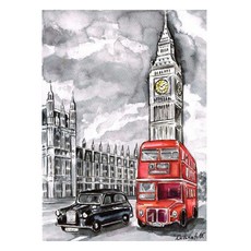 알로데 관람차 랜드마크 보석십자수 30 x 40 cm DIY 세트, 06 수채화영국, 1세트