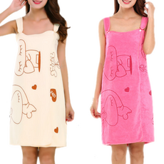 溫柔多情 兔子浴袍毛巾 2件組 80 x 135 cm, 粉紅色 + 奶油色, 1套