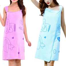 溫柔多情 兔子浴袍毛巾 2件組 80 x 135 cm, 紫色 + 藍色, 1套