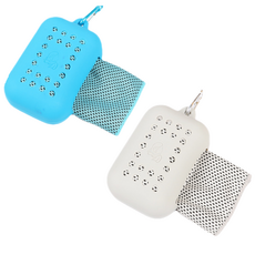 Dajeongdagam 矽膠盒便攜運動毛巾 2件組 30 x 90 cm, 藍色, 灰色, 1套