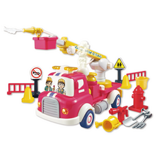 스모네오 유아용 비씨토이 풀백 자동차 통큰블럭 장난감, 소방 크레인트럭, 1개