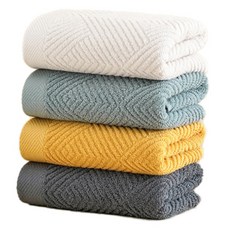 Woni's House 日用毛巾4件組 棉紗, 白色, 藍色, 黃色, 灰色, 1套