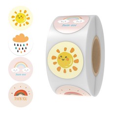 리드홈 귀여운 원형 롤 포장 데코 스티커 500p 세트, 날씨, 1세트