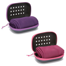 Dajungdagam 便攜式運動毛巾 30 x 100 cm 2款 + 收納袋 2款套組, 紫色, 粉紅色, 1套