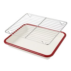 EJIRY Nordic Andante 琺瑯方形托盤組 紅色, 托盤 + 濾網, 1套