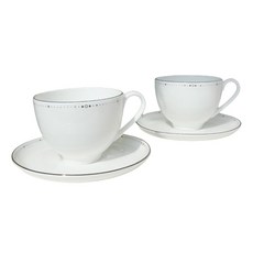 HANKOOK CHINAWARE Wishes 咖啡杯 2入 + 杯碟 2入 套裝 2人份, 1套, 鉑金