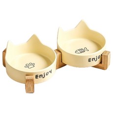Lanboer 寵物 Enjoy Cat 陶瓷餐具 23.5 x 14 x 4.5 cm, 1個, 黃色
