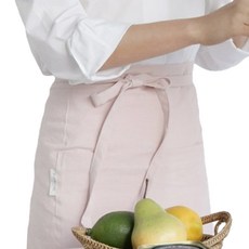 FORHOME 手工摩卡亞麻迷你腰部口袋圍裙, 灰粉色, 1個