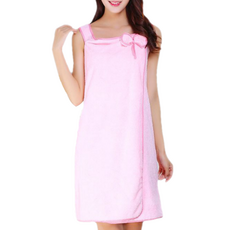 溫馨珊瑚絨蝴蝶結浴袍, 淺粉色, 1個