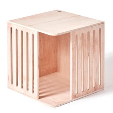 kmmmmm 貓咪格柵型木製手工躲貓貓屋, 1個, 自然原木色
