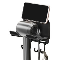 UNIHILL 免鑽孔手機吹風機支架, 1個, 黑色