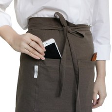 FORHOME 手工摩卡亞麻迷你腰部口袋圍裙, 棕色, 1個