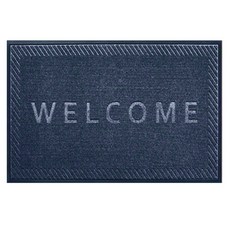 營業用防滑地板橡膠出入口玄關墊, 1個, Welcome2 海軍藍