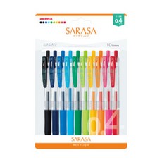 ZEBRA SARASA Clip 按壓式中性筆 10色組 0.4mm, 混合色, 1套