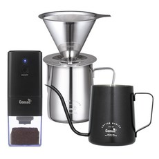 Comac 露營手沖咖啡全套組合 磨豆機 MEW2 + 咖啡分享壺 SM3 + 咖啡濾紙 SF2 + 咖啡手沖壺 600ml KPK1, 1套, 咖啡磨豆機 + 咖啡分享壺 + 咖啡濾紙 + 咖啡手沖壺