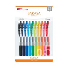 ZEBRA 斑馬 SARASA CLIP 按動筆 10色套組 0.5mm, 混合色, 1套