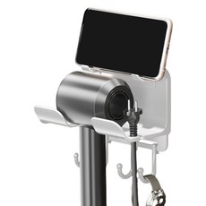 유니힐 무타공 드라이기 거치대 + 휴대폰 거치, 화이트, 1개