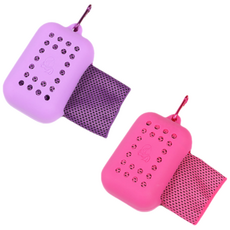 Dajeongdagam 矽膠盒便攜運動毛巾 30x90cm 2件組, 紫色, 粉紅色, 1套