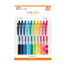 ZEBRA SARASA CLIP 鋼珠筆 10色組 0.3mm, 混色, 1套