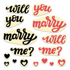 Mellow Story 求婚文字貼紙 Will You Marry Me 2款組合, 黑色, 紅色