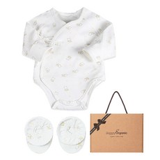 HappyOrganic 新生兒嬰兒羊羔連身衣新生兒+腳套+禮盒組