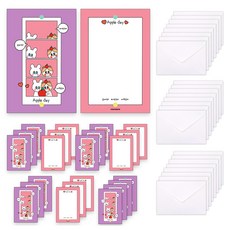 Maumdama Apple Day 蘋果日 卡通明信片 24p + 信封 24p, 混合顏色