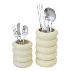 DALPAENGI LIVING 圓潤瀝水陶瓷餐具筒 S + L 套組, 1套, 奶油黃