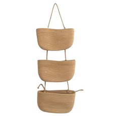 Gongganlove 棉繩3層壁掛式收納籃, 1個, 單一顏色