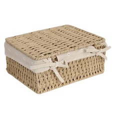 Gongganlove 帶蓋麻繩藤編收納籃, 1個