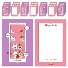 Maumdama Apple Day 蘋果日 卡通明信片 24入, 混合顏色, 24個