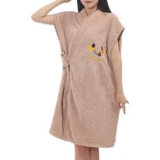 Allode 柔軟吸水可穿式短袖浴袍, 1個, 款式 02 棕色