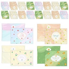 Maumdama Botte 迷你信紙 4款 x 6p + 信封 4款 x 6p 2組, 混合顏色, 24件