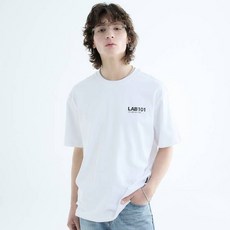 랩101 남녀공용 통기성 로고 레터링 반소매 면 티셔츠 LO1WTS203