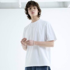 랩101 남성용 통기성 로고 아플리케 반소매 면 티셔츠 LO1WTS204