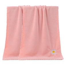 Sonio 雛菊刺繡洗臉毛巾 35 x 75 cm, 03 粉紅色, 2個