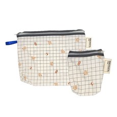 베베슈에뜨 유아용 방수 약 + 도시락 파우치 세트, 아이보리곰돌