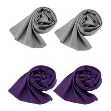 KO&KO 乾式速冷涼感毛巾 2款 x 2入 + 包包組合, 紫色, 麻灰色(毛巾), 1套