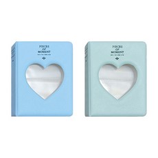 Eumes 照片小卡蒐集迷你活頁本 2款套組, 藍色, 天空藍, 64張