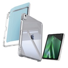 고부기 아이패드 스마트커버 애플펜슬 수납 슬라이드 분리형 투명 케이스, 스카이블루, 1개