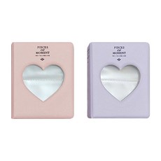 Eumes 照片小卡蒐集迷你活頁本 2款套組, 粉紅色, 紫羅蘭色, 64張