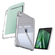 GOBUKEE iPad 智慧型保護套 Apple Pencil 收納 滑動分離式 透明保護殼, 抹茶綠