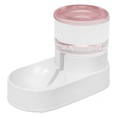 Lanboer 寵物撞色半自動餵水食碗, 餵水器 粉紅色, 1個