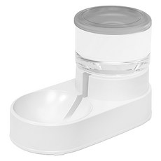 Lanboer 寵物撞色半自動餵水食碗, 餵水器 灰色, 1個