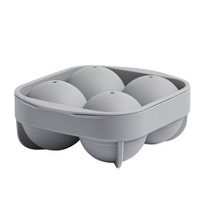 KitchenFactory 粉彩矽膠圓形大球製冰盒 4格, 灰色, 1個